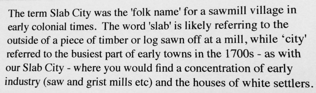 Term “Slab City” folk name for a sawmill village